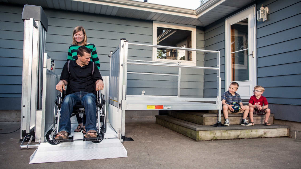 The PASSPORT Vertical Platform Lift from EZ-ACCESS is a durable, reliable wheelchair and scooter lift that can be fit to the exterior of any home